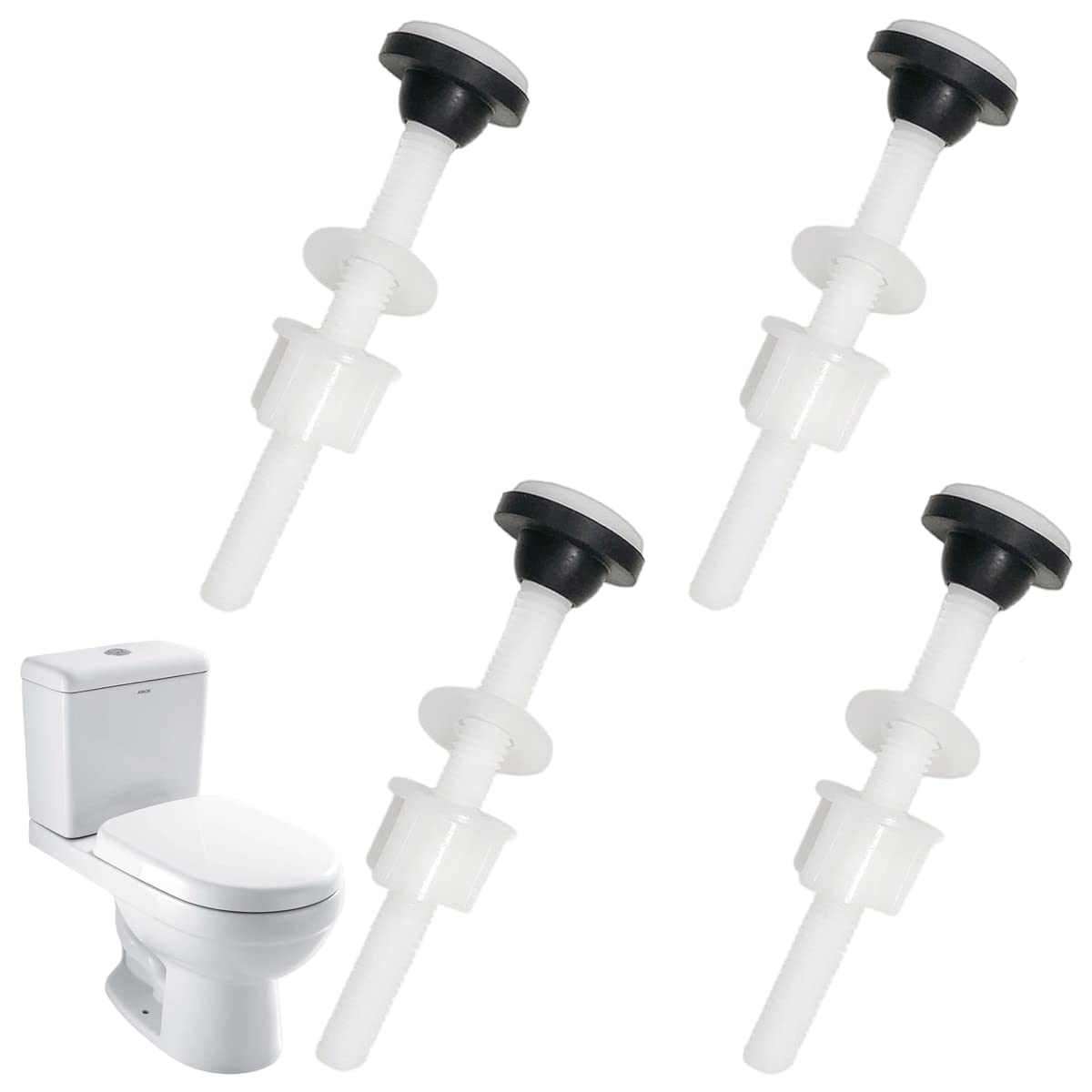 4 Pack Plastic Toilet Tank Bolts, M10 Cistern to Pan Fixing Fitting Sealing Kit, Close Coupling Bolts, WC Tank to Bowl Bathroom Repair Kits