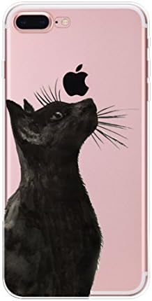 iPhone 8 Plus Case 5.5 inch, Luoke Cool Cartoon Cat Painting Relief TPU Silicone Gel Back Thin Cover Full Protective Skin Soft Case for iPhone 8 Plus 5.5 Inch (Color 12)