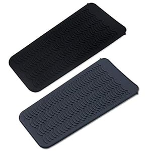 2-Pack-Heat-Resistant-Silicone-Mat-Pouch-Portable-styling-heat-mat-Curling-Iron-pad-Cover-Hair-Straightener-Travel-bag-Case-for-Flat-Iron-Curler-Wand-Hot-Waver-Salon-Tools-GrayBlack 2 Pack Heat Resistant Silicone Mat Pouch, Portable styling heat mat, Curling Iron pad Cover, Hair Straightener Travel…