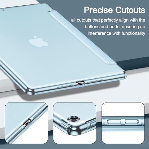 Case for iPad 9th/8th/7th Generation 10.2 (2021/2020/2019 Released), 10.2 inch Translucent PC Protective Auto Sleep/Wake Case for iPad (Sky Blue)