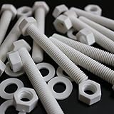 10x White Hexagon Head Screws Polypropylene