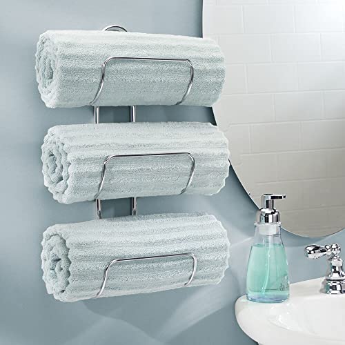 mDesign Modern Decorative Metal 3Level Wall Mount Towel Rack Holder