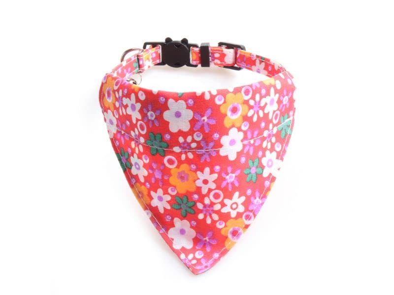 Bandana Cat Collars and Bell | Safe Quick Release Breakaway Buckle | ZACAL Cat Collars (Floral - Rose Floral Bandana) — image 1