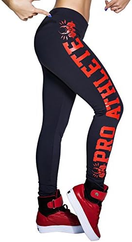 Labellamafia Fitness Pro Athlete Black/Red Writing Legging (Medium)