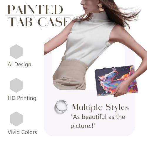 Bemoloon Tablet Case for Samsung Galaxy Tab S10 FE+ 13.1" in PU Leather - Vibrant Colors & Elegant Designs, Protection, Auto Wake/Sleep, Colorful Horse