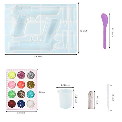 Gun Silicone Mold,Pistol Bullet Handgun Resin Mold,3D Gun Epoxy Casting