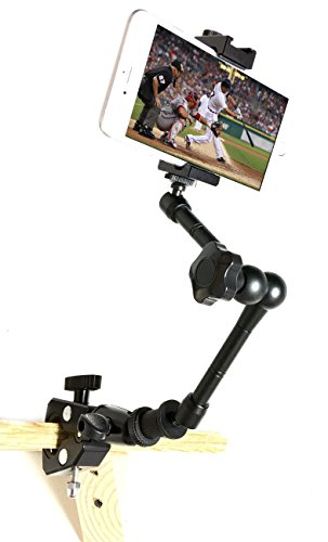 iShot Pro SecureGRIP Metal iPhone Universal Smartphone Tripod Camera Mount Adapter Holder + 11 inch 360° Extension Arm + HD Pipe Bar Pole Clamp - Fits All Cell Phones from 2.5 to 3.6 inch