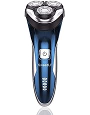 SweetLF 3D Rechargeable Waterproof IPX7 Electric Shaver Wet & Dry Rotary Shavers for Men Electric Shaving Razors with Pop-up Trimmer, Blue