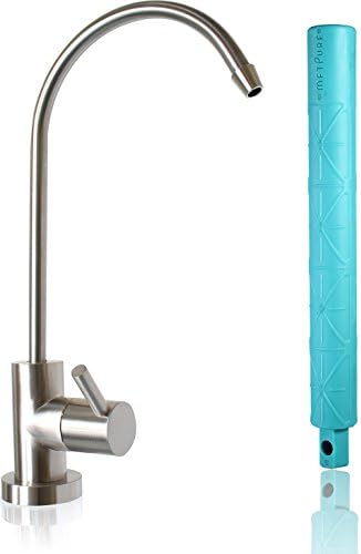 Metpure Reverse Osmosis Faucet Non-airgap RO Filtration System Gooseneck Euro Style NSF 100% Lead Free Water Dispenser Spout (Brushed Nickel) With Faucet Wrench RO-FW148