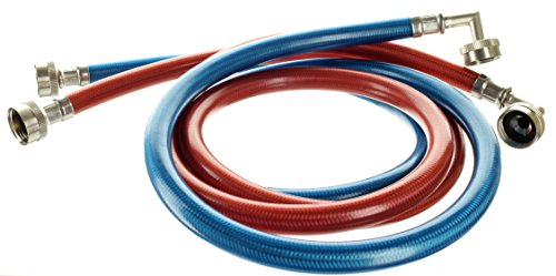 Triple Layer Stainless Steel Washing Machine Hoses with 90 Degree Elbow, 5 Ft Burst Proof (2 Pack) Red and Blue Color Coded Water Connection Supply Lines - Thumbnail 4