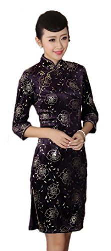 AvaCostume Women's Chinese Traditional Peony Pattern Slim Fit Qipao Dress