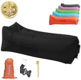 Gaduge Inflatable Lounger Hangout Sofa! Inflatable Couch is perfect for Indoor or Outdoor Hangout or Inflatable Lounge Air Chair for Camping Picnics & Music Festivals (Black)