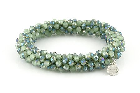 10001315 grün metallic Jacksonville Armband Lizas Glasplerlen