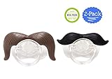 B.B. Mustache Pacifiers by Bodacious Bambino | 2-Packs & 3-Packs Horseshoe & Handlebar - Cute & Funny Pacifier for Babies | BPA-Free