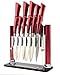 Red Knife Set by Kniv | Chefs, Paring, Utility, Carving, Bread, Steak Knives, 11 Comfortable Good Weight Pieces, Cut Like a Professional Chef (Sharp Wedding Gift)