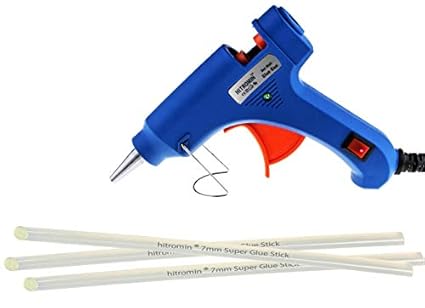 Glue Gun 20 W Mini With 3 Glue Sticks 7mm Hot Melt Blue Glue Gun ON OFF SWITCH & INDICATOR by Hitromin