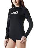 Tesla TM-FSR24-BLK_Medium Women's UPF 50+ Regular-Fit Long Sleeve Athletic Rashguard FSR24