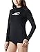 TSLA Women's UPF 50+Swim Shirt Rashguard Long Sleeve FSR Series, Coastal Tide Print(fsr24) - Black, Large.