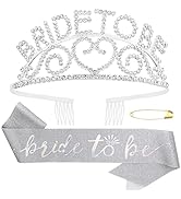 CURASA Bachelorette Party Decorations, Silver Crystal Crown and Bride To Be Sash, Bachelorette Pa...
