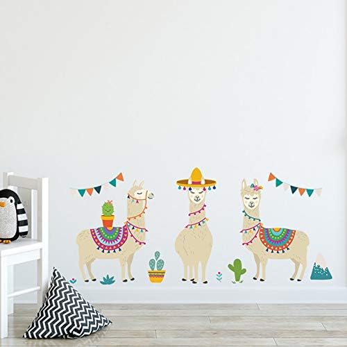 YAYAS Wall Stickercartoon Llama Animals Indian Style Alpacas Wall Stickers for Kids Rooms Nursery Wall Decor Wall Art