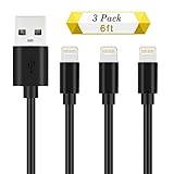 Quntis iPhone Charger 3Pack 6FT Durable 8 pin Lightning Charging Cables USB Charger Cord Certified for iPhone 7 7 Plus 6S Plus 6 6 Plus 5 5S 5C SE iPad and iPod (Classic Black)