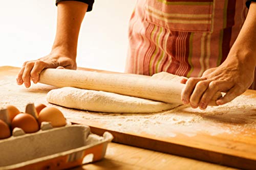 French Wooden Rolling Pin 18" x 1.55" for Baking Pizza Pastry Dough, Pie Crust & Cookie - Kitchen Cuisine Utensil Smooth Tools Gift Ideas for Professional Bakers, Restaurants, Grandmas - MR. WOODWARE