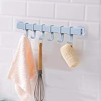 Tropicaltree Wall-Mounted Kitchen&Bathroom Rack with Hook,Utility Storage Shelf, Seamless Hook 6 Hook Storage,Load-Bearing Waterproof Hook Suction Cup,Easy Installation and No Drilling(6 Hook)
