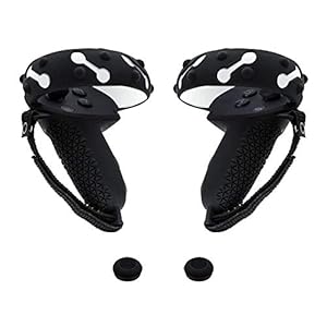 Mcbazel Handle Controller Silicone Protective Grip Cover Jacket with Thumb Cap for Oculus Quest 2 Controller – Black