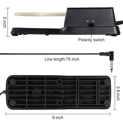 Sustain Stand Pedal for Digital Piano Keyboard, Piano Foot Damper Pedal, Universal for Casio Behringer Korg Moog Roland Yamaha Piano Midi Electronic Keyboards and Digital Pianos (Gold) - Thumbnail 2