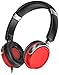 Sentey LS-4232 Phaint Red Headphones with Microphone, Inline Control for Travel, Running, Sports Headset, Audio for Kids, Men, Woman, Strong Bass, Earcups Rotation and Carrying Case Included