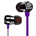 SoundPEATS In-Ear Noise Cancelling Headphones Stereo Earbuds Earphones for iPhone and Android Smartphones (With Mic and In-line Control, Flat Cable, Metal Housing)- M20 Purple