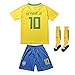 FCB Brazil Neymar JR #10 Home Football Soccer Kids Jersey Short Socks Set Youth Sizes (Short (2018 Edition), 6-7 Years)