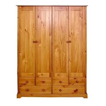 Baltic 4 Door Wardrobe Large Pine Wardrobe 4 Doors 6 Drawers