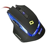 Gaming Mouse - iKross 1600 DPI Optical Gaming Mouse For PC - Adjustable DPI / 6 Buttons / Blue LED / USB Wired Braided Cable / Plug & Play