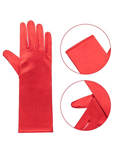 Zhanmai 6 Pairs Princess Dress Up Long Gloves Shiny Silky Satin Gloves for Kids Party, Wedding, Formal Pageant, Ages 3 to 8 Years Old (6 Colors) - Thumbnail 2