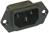 Interpower 8301213 IEC 60320 C14 Screw Mount Power Inlet with Quick Disconnects, IEC 60320 C14 Socket Type, Black, 10A/15A Rating, 250VAC Rating