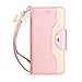 Galaxy S7 Edge Case, FYY Premium PU Leather Wallet Case with Cosmetic Mirror and Bow-Knot Strap for Samsung Galaxy S7 Edge Pink & Gold