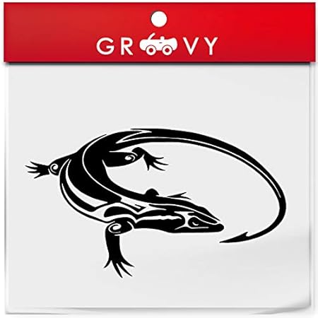 Amazon ヤモリ トカゲ 家守 ステッカー 開運 お守り ステッカー かっこいい かわいい おしゃれ 車 ブランド アウトドア シール おもしろ グッズ 1199 ブラック ステッカー デカール 車 バイク