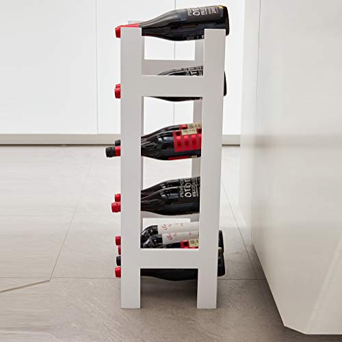 Sunon Wine Rack 5 Tier 20-Bottle Wood Wine Holder Freestanding Wobble-Free Storage Stand Display Wine Shelf (White)