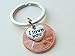 I Love You Heart Charm Layered Over 2012 Penny Keychain, 13 Year Anniversary, Couples Keychain