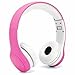 KPTEC [Volume Limited Kids Safety Foldable On-Ear Headphones with Mic, Volume Controlled at Max 93dB to Prevent Noise-induced Hearing Loss (NIHL), Passive Noise Reduction, Wired Earbuds,Pink