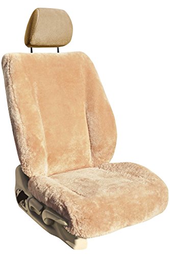 ShearComfort Custom Sheepskin Seat Covers for Toyota Highlander (2014-2017) Front Seat Set, Tan for Buckets w/ Adjustable Headrests