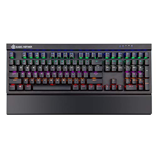 COM1950s 108Keys Mechanical Keyboard Metal Panel Board All Keys No Conflict Custom Backlit Punk Gaming Keyboard Office Computer Keyboard (Black, 108Keys)