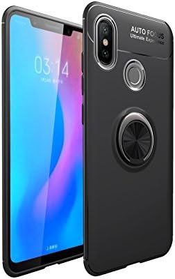 Huawei Honor 8C Mobile Phone Case, Slim and Soft TPU Silicone 360 Degree Ring Mount Holder for Scratch Resistant Anti-Slip Cover Magnetic Seat Huawei Honor 8C Case. (Black)