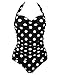 1950s Retro Black Vintage One Piece Monokini White Polka Swimsuits Swimwear 5XL(US16)