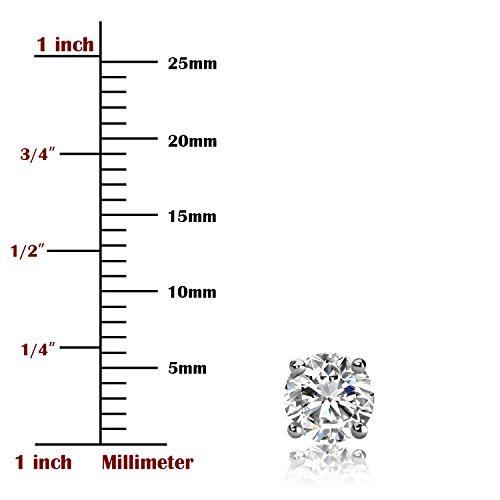 UHIBROS Hypoallergenic Silver Ear Stubs Birthstone Stud Earrings Round Cubic Zirconia Diamond April Gifts