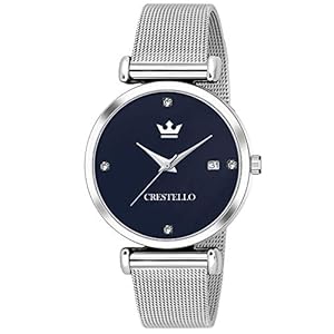 CRESTELLO L105-BLU-CH Stainless Steel Chain Analog Wrist Watch for Women