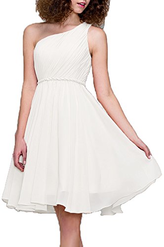 99Gown Bridesmaid Dresses Short Cocktail Dress One Shoulder Prom Formal Dresses For Women, Color Ivory,16W