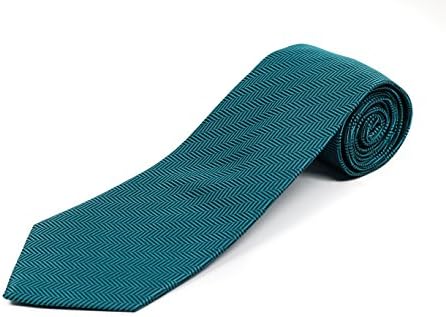 100% Silk Extra Long Necktie for Big and Tall Men - Herringbone Pattern - 63” XL and 70” XXL