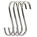 RuiLing Premium 4-Pack Size Extra Large Brushed Stainless S Hooks Kitchen Pot Pan Hanger Clothes Storage Rack, XXL/Flat, Metal